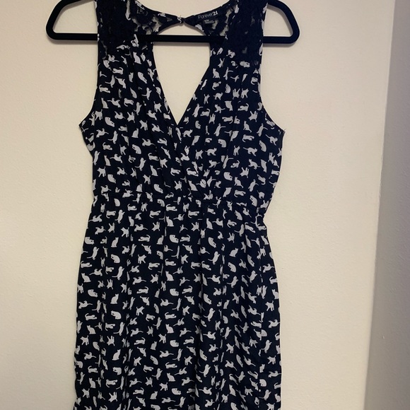 Cat / Kitten Print Black & White Forever 21 Dress - Picture 2 of 6
